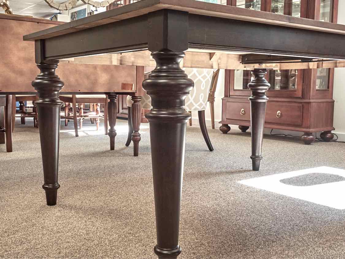 Espresso Finish Dining Table W/ Turned Legs