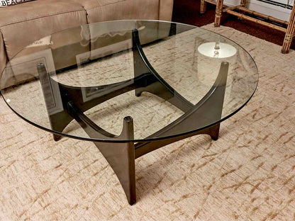 Adrian Pearsall Style Round Glass Cocktail Table