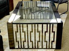 Dark Silver Metal Base Cocktail Table With Glass Top