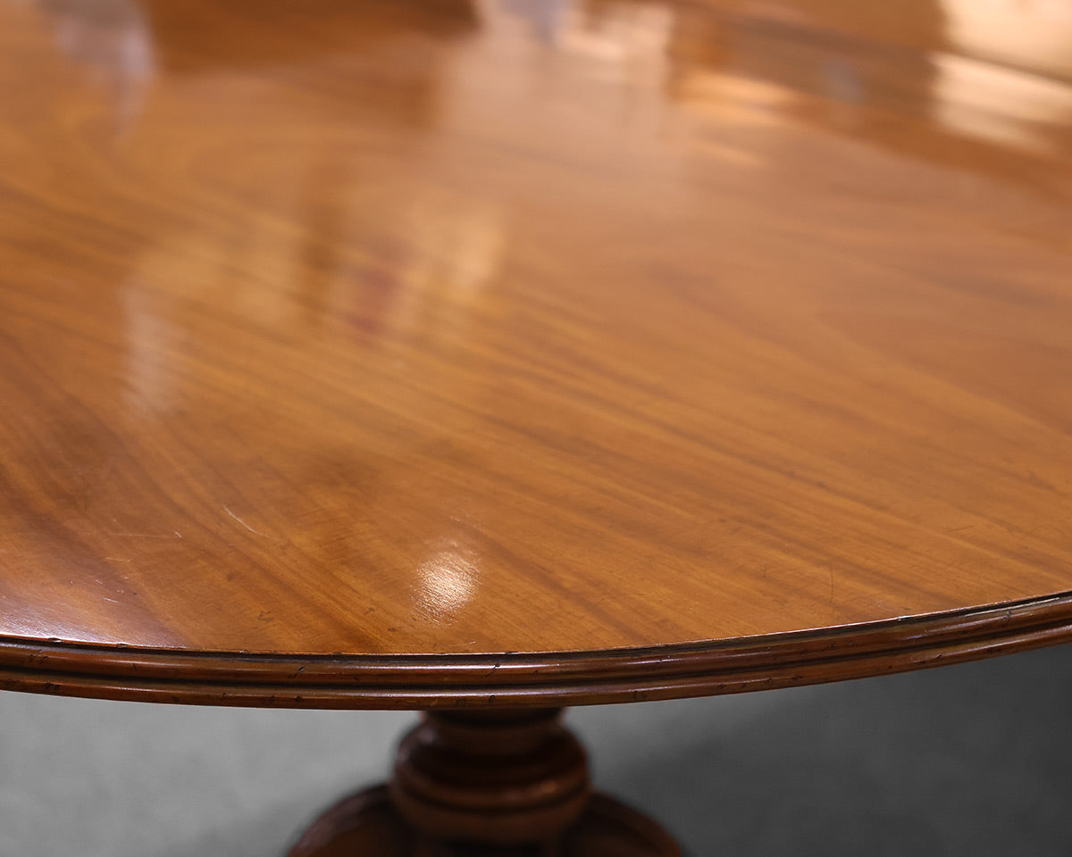 19th Century Regency Antique Double Pedestal Dining Table in Walnut with Leaf
