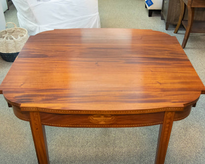 Mahogany Federal Style Game/Card  Table with Intricately Carved Tulipwood Border