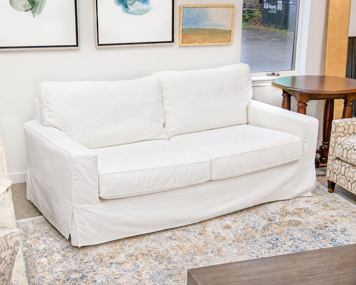 Pottery Barn Two Cushion Slipcover Sofa