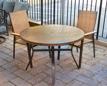 Metal Round Faux Wood Top Outdoor Dining Set