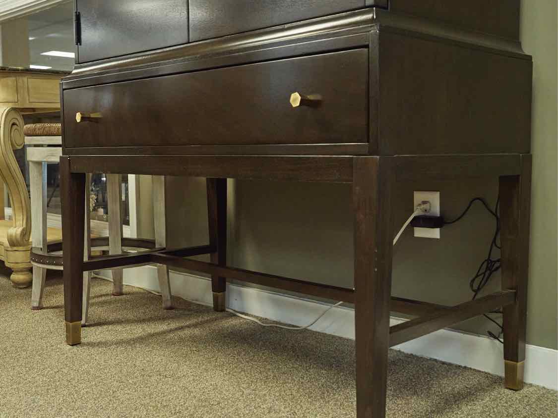 Dynasty Bar Cabinet with Walnut Sunburst Pattern Doors and Satin Gold Pulls