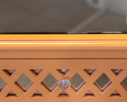 Three Hands Orange Lacquered Side Table with Mirrored Top