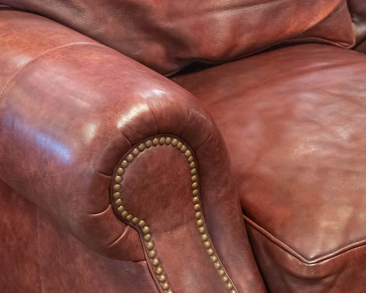 Hancock and Moore Cranberry Spice Leather Loveseat