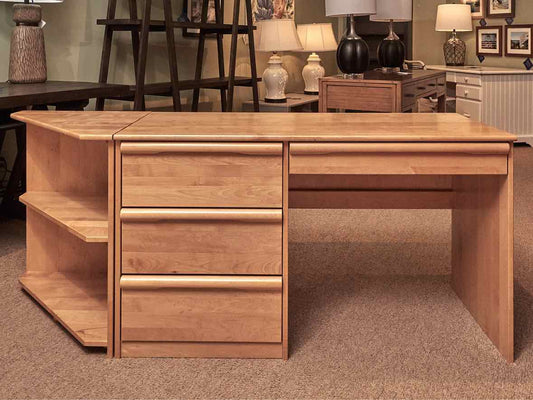 Morigeau Lepine Maple Modular 4 Drawer Desk with Corner Bookcase
