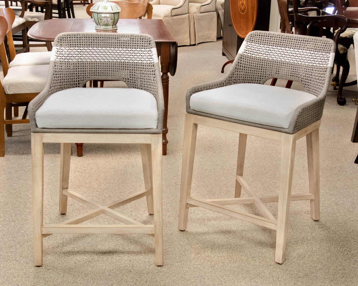 Joss &  Main Pair Of Bowker Counter Stools In Dove Grey & White Speckle