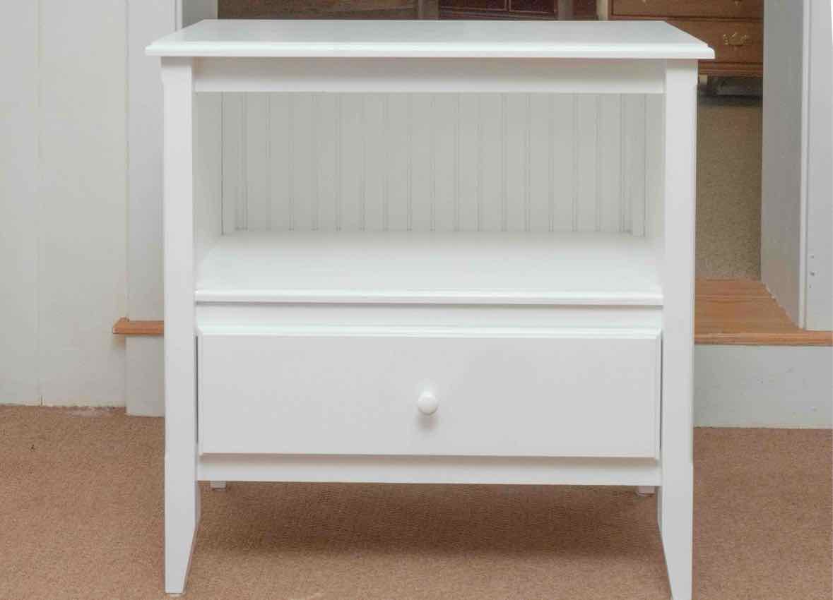 Boston Interiors White Finish Nightstand with Beadboard Sides