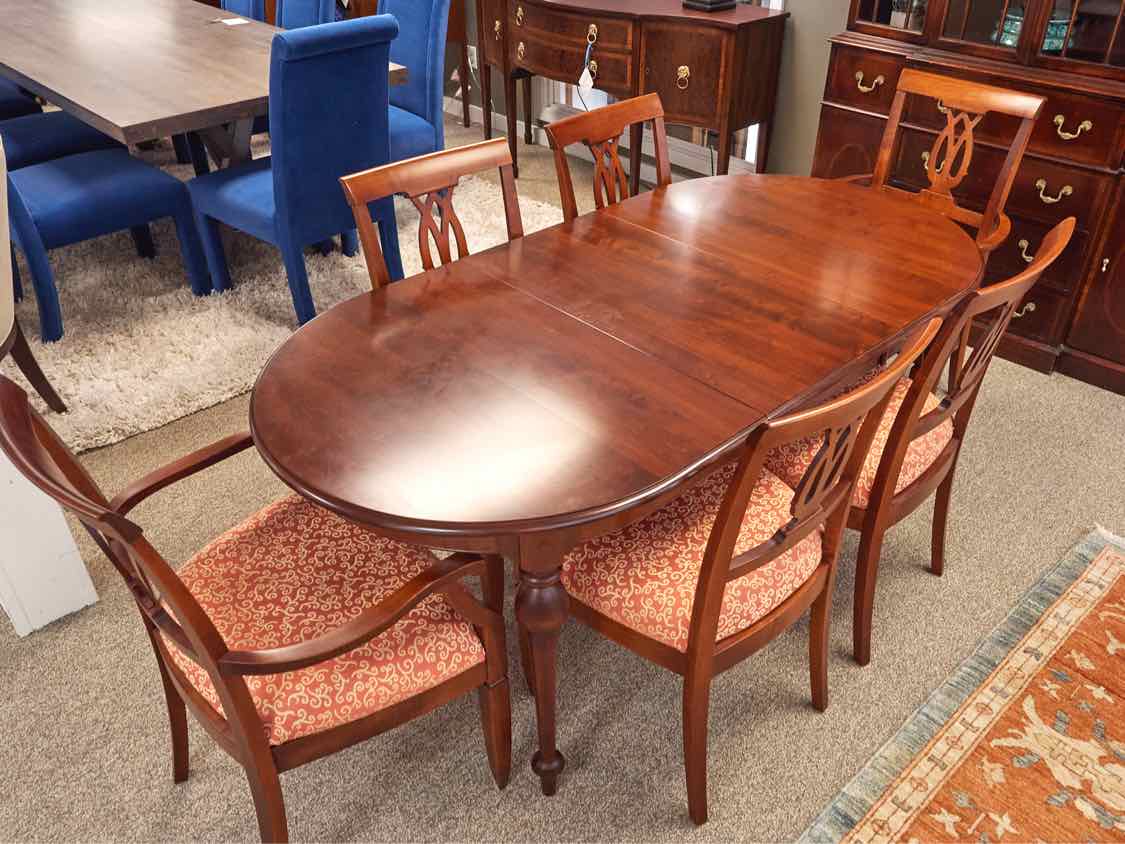 Saloom Cherry Oval  Dining Table with 6 Chairs