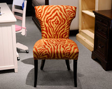 Side Chair in a Tan and Orange Zebra Fabric