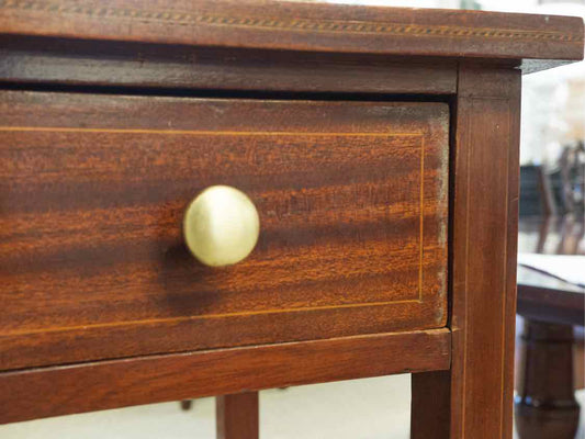 Mahogany One Drawer Console with Brass Knobs
