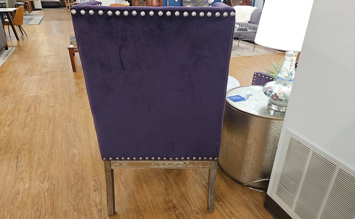 Pair of Purple Velvet Highback Chairs
