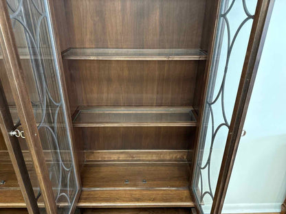 Ethan Allen Walnut Lighted China Cabinet