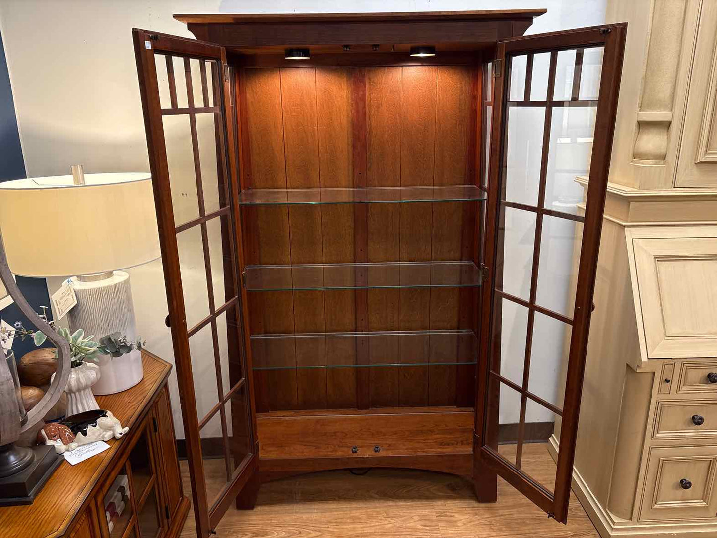 Ethan Allen Arts & Crafts Cherry Display Cabinet