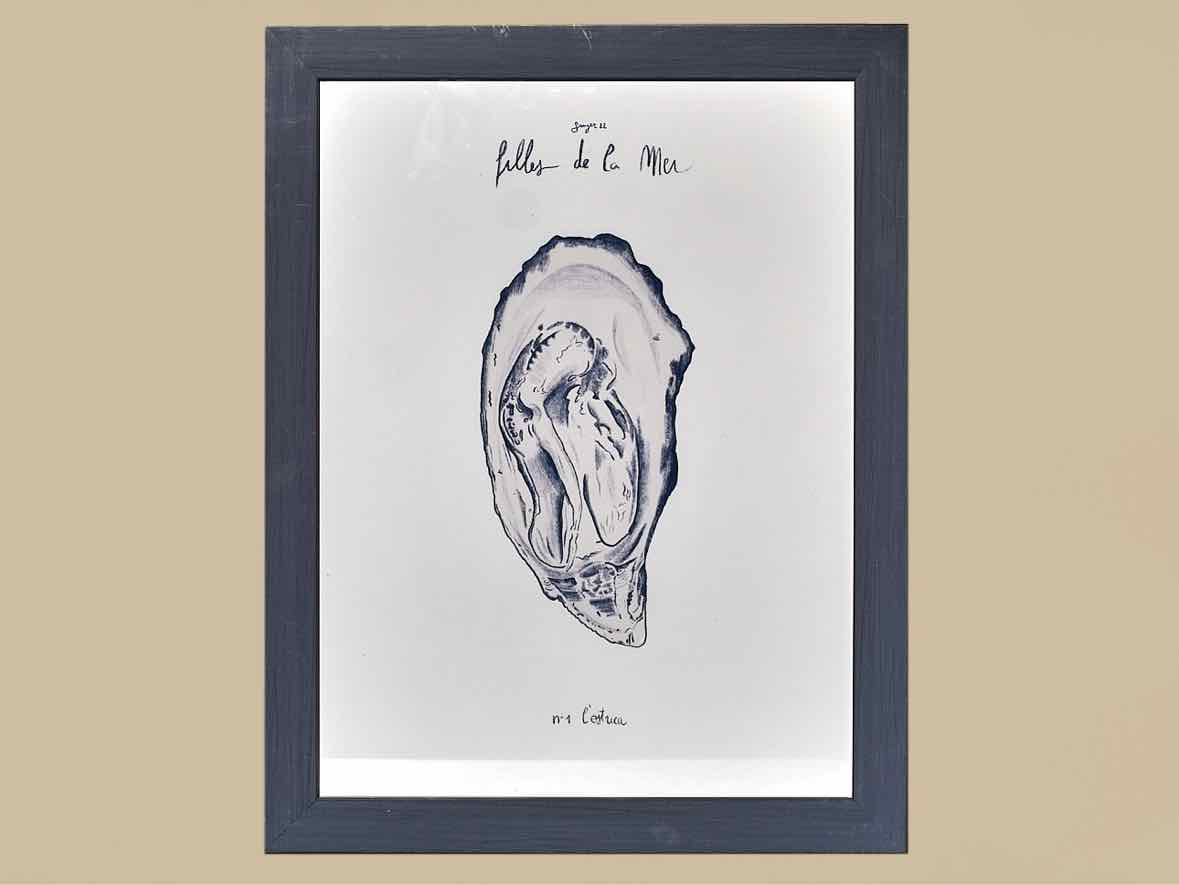 'Filles De La Mer I' Navy Finish Frame Print