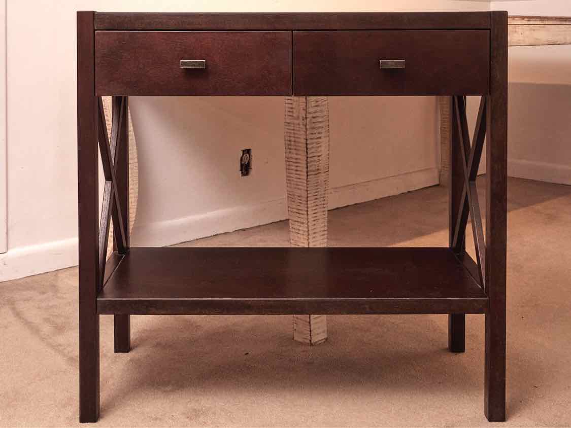 Espresso Finish 2 Drawer Lower Shelf Console