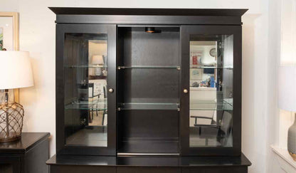 Bermex Wipestain Black Finish 2 Piece China Cabinet with 2 Glass Doors