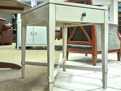 Gat Creek Ava Side Table with Shelf in Hand-Glazed Parchment Finish