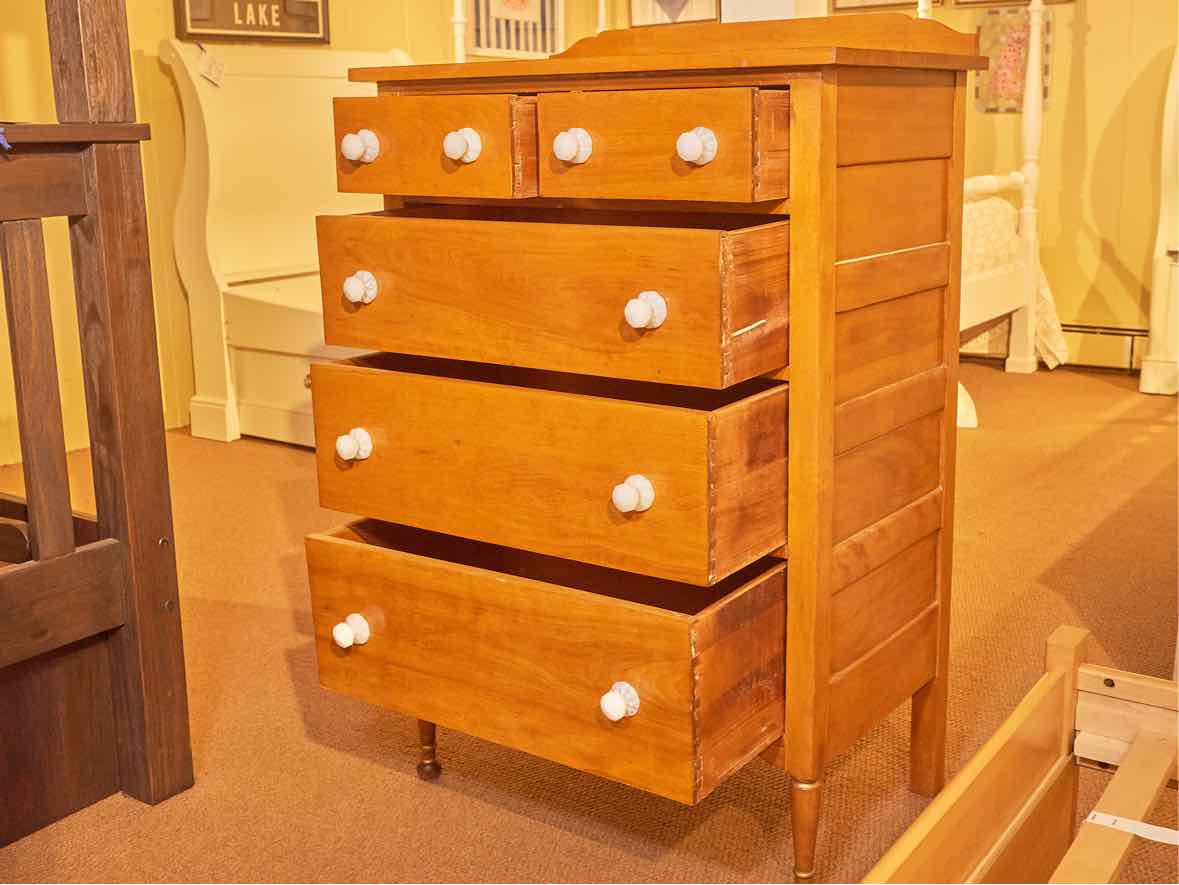 Solid Birch 5 Drawer Chest with Back Splash Top