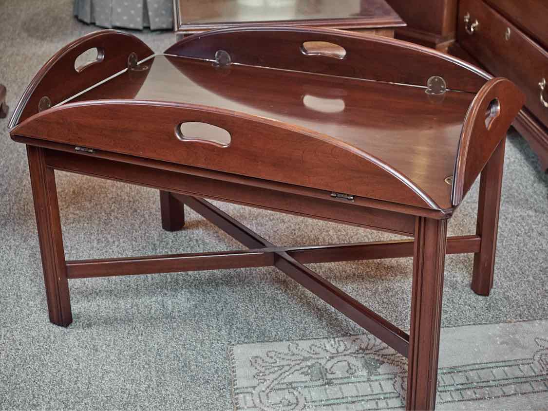 Dark Cherry Butler's Drop Leaf Cocktail Table