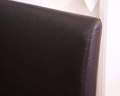Set of 4 Chocolate Brown Faux Leather Parsons Dining Chairs