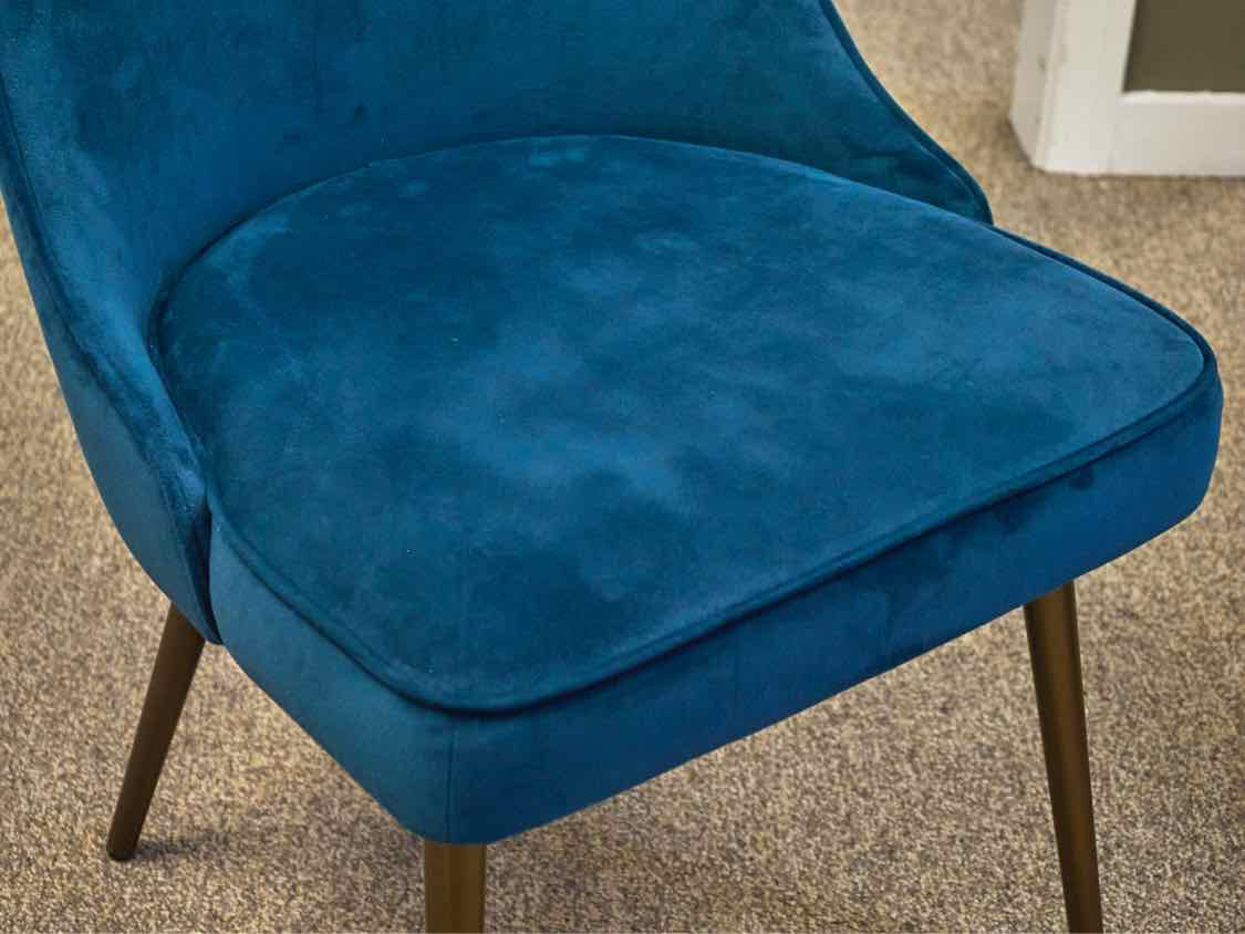 Set of 4 West Elm MCM Style Blue Performance Upholstered Dining Chairs