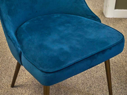 Set of 4 West Elm MCM Style Blue Performance Upholstered Dining Chairs