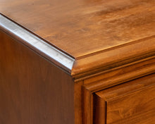 Cherry Eight Drawer Dresser In Warm Chestnut Finish W/ Scroll  Brass Bail Pulls