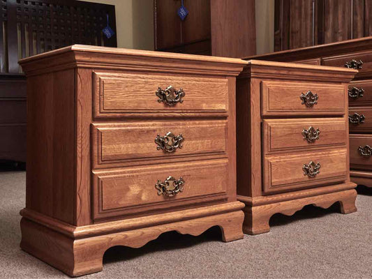 Pair of Athens Furniture Oak  2 Drawer Nightstands