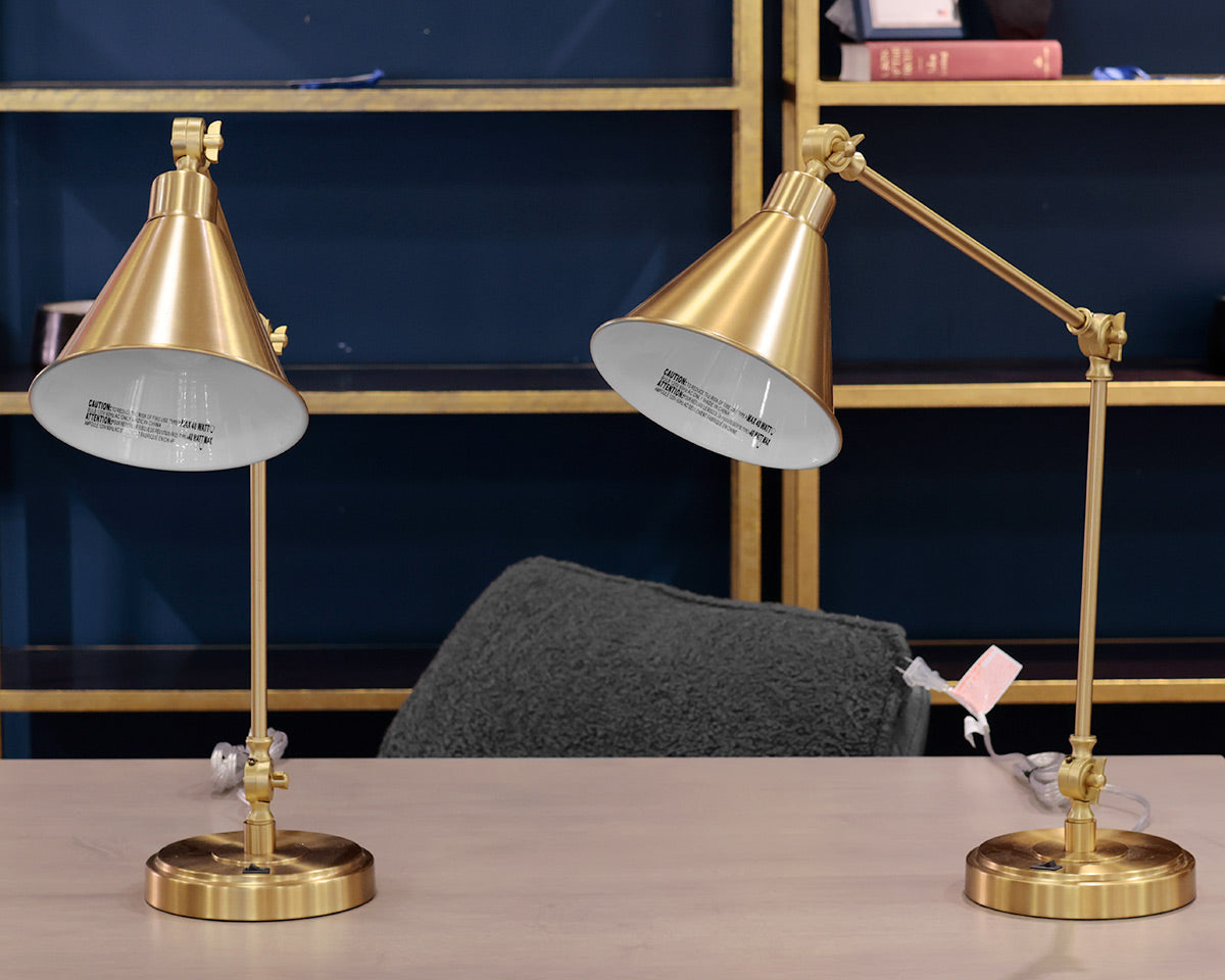 Pair of Brass Adjustable Desk Lamps