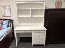 White Beadboard Desk with Hutch
