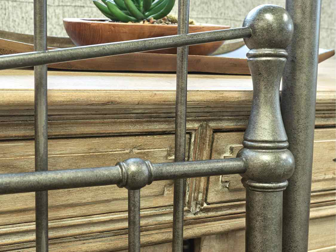 King Pewter Grey Finish Metal Bed