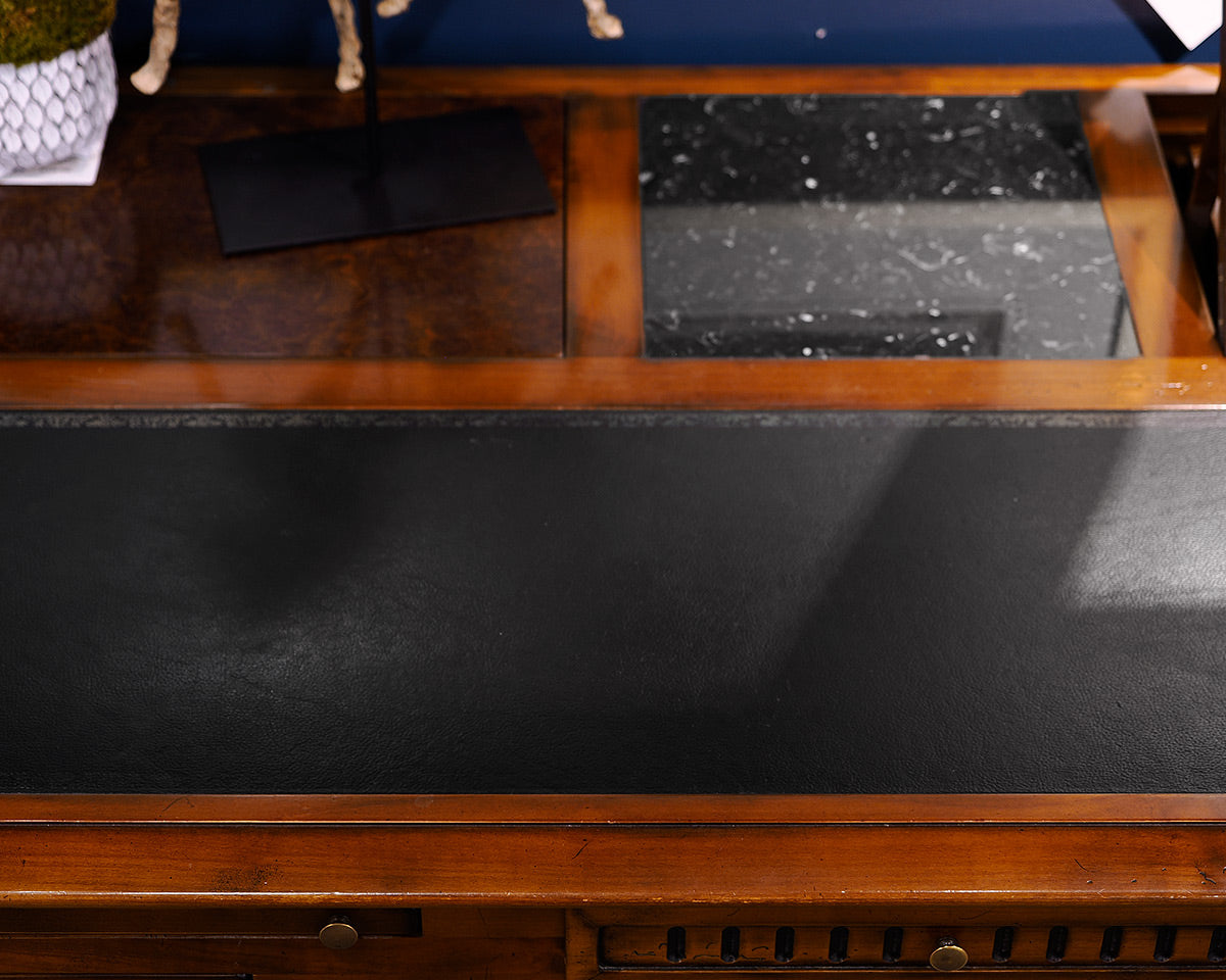 Leather and Marble Top French Desk