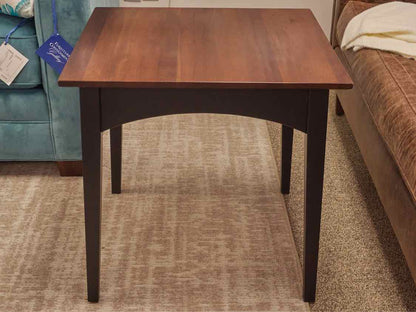 Ethan Allen Cherry Top Side Table with Black Base