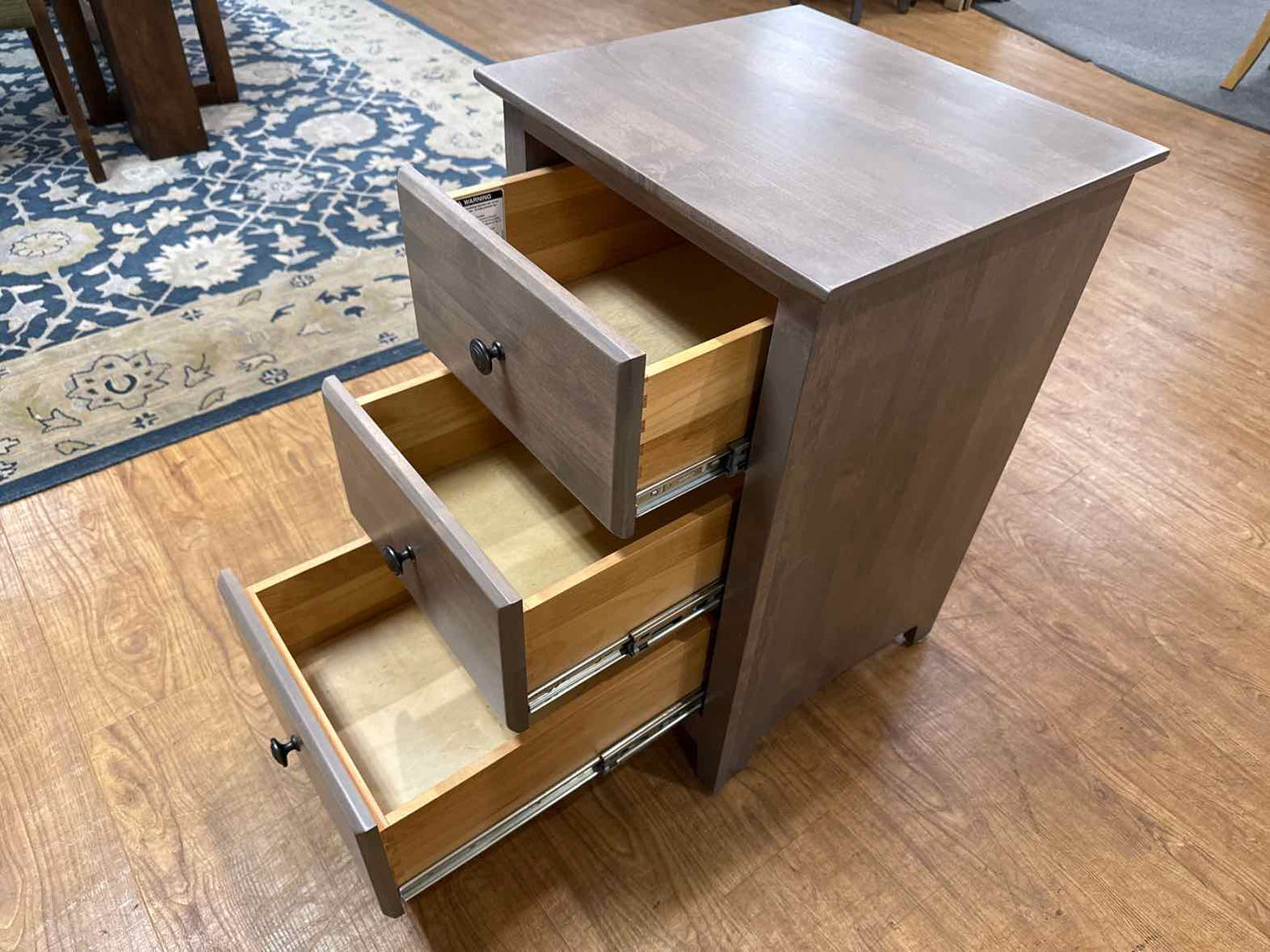 Three Drawer Washed Grey Nightstand