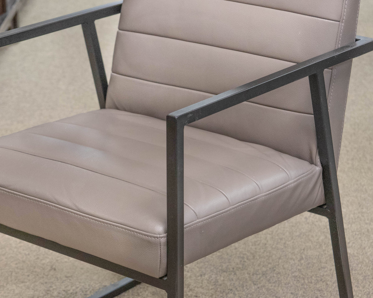 Pair of Crate & Barrel 'Channel Grey' Leather Armchairs