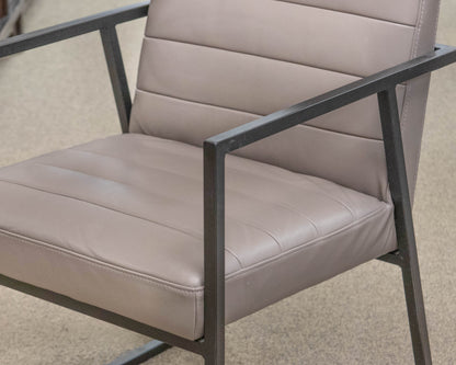 Pair of Crate & Barrel 'Channel Grey' Leather Armchairs