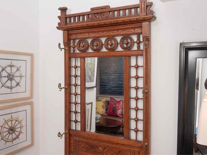 Eastlake Oak Hall Tree Coat Rack