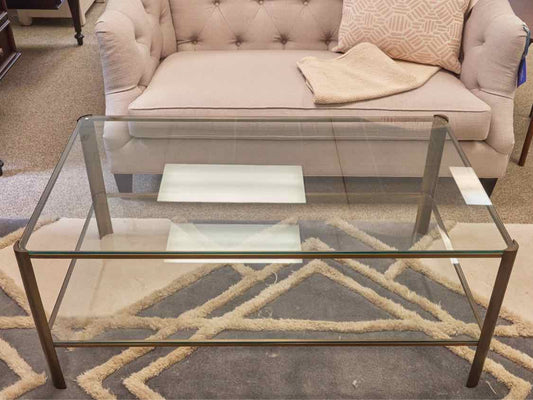 Brass Base Glass Top Cocktail Table