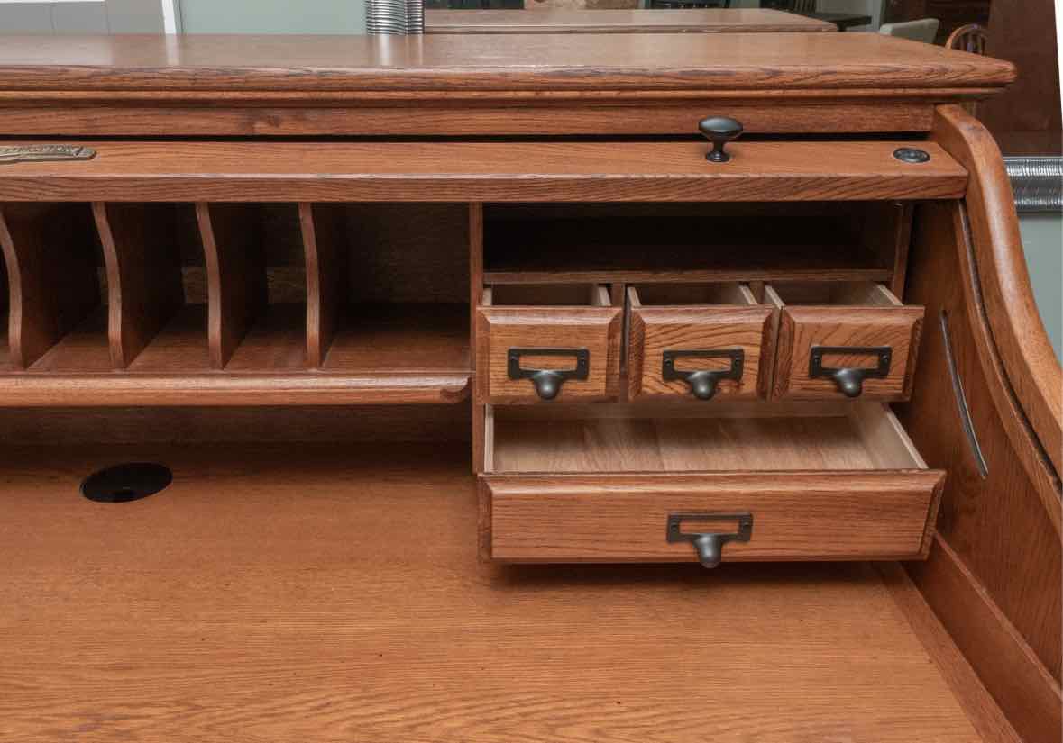 American Lifestyle Oak  15 Drawer, Mail Slots  Roll Top Desk