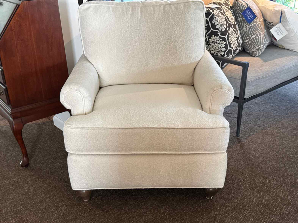 Basset White Boucle Upholstered Chair& Ottoman