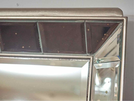 Large Mirror with Antique Finish Block Frame Trim