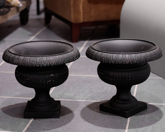 Pair of Pottery Barn Zinc Urns
