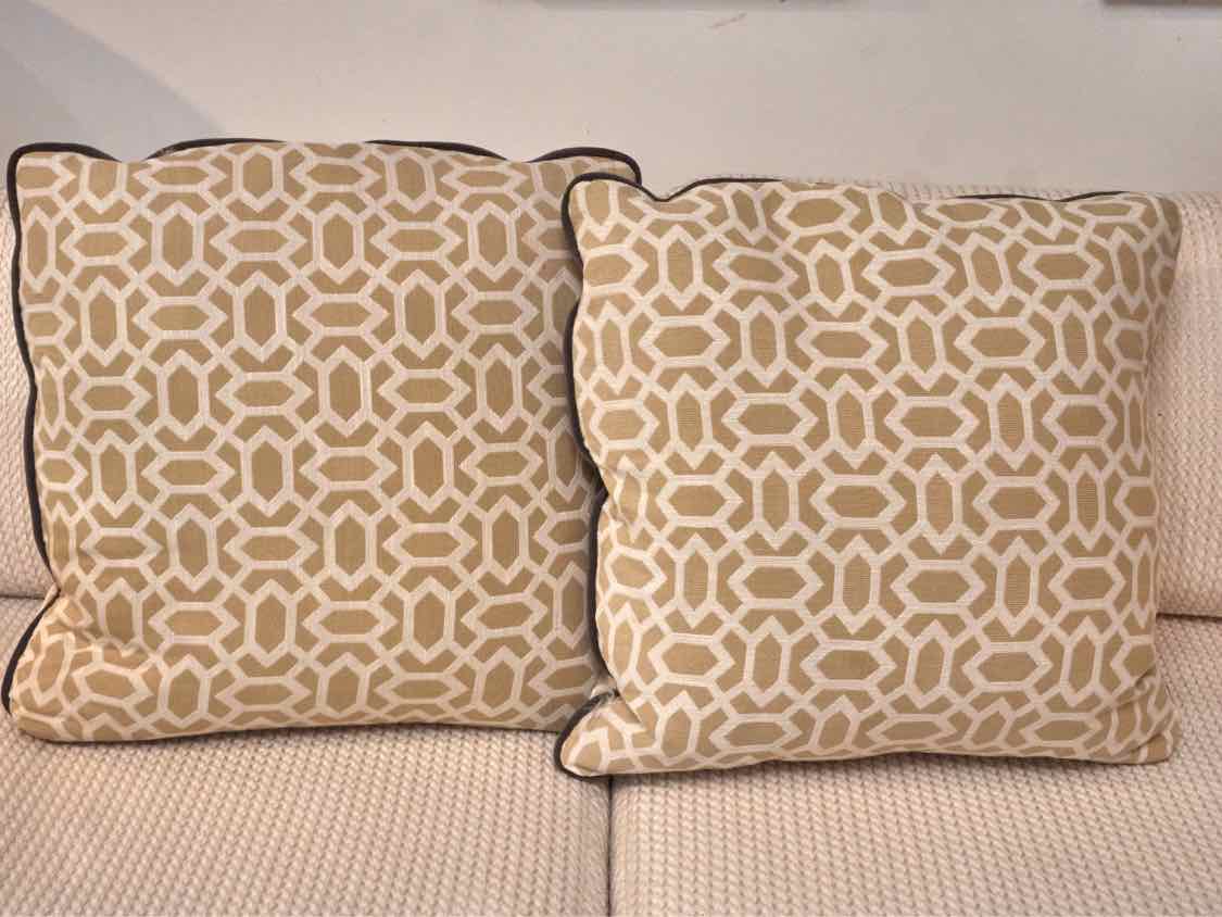 Pair of Yellow & Ivory Contemporary Accent Pillows