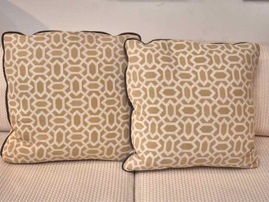 Pair of Yellow & Ivory Contemporary Accent Pillows