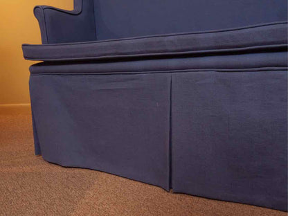 Denim Blue Upholstered Banquet with Skirt