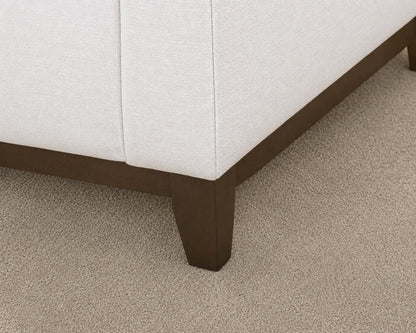 Basset White Upholstered Flat Back Track Arm Sofa On Espresso Wood Frame