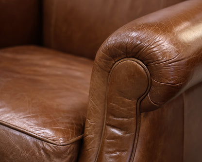 Ethan Allen Leather Chair With Ottoman