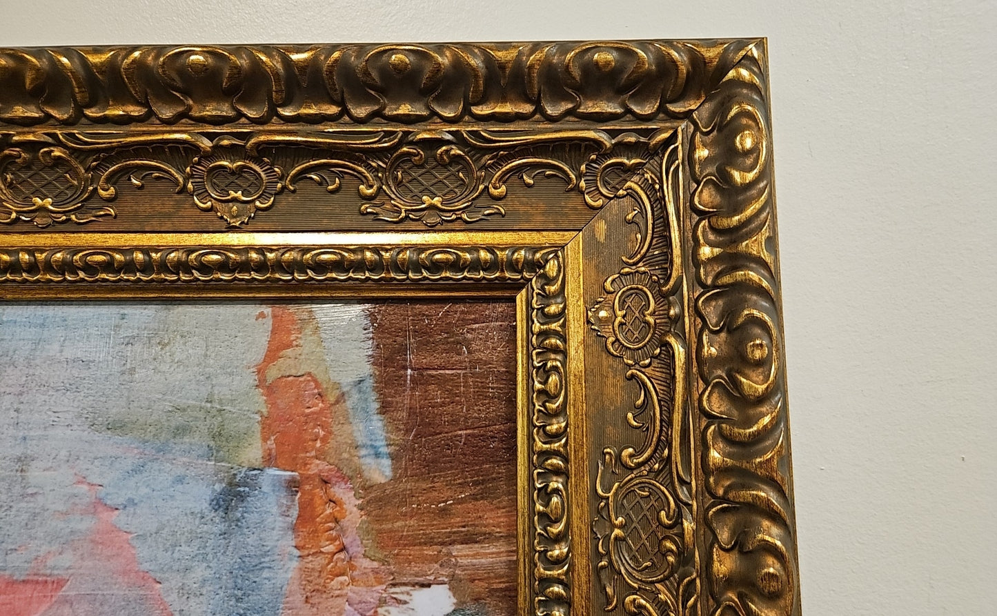 'Snap Dragon' Abstract in Antique Gold Frame